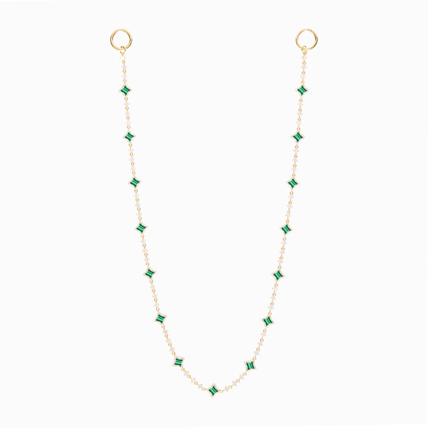 Gold Flower Tennis Wallet Chain - Green Pattern