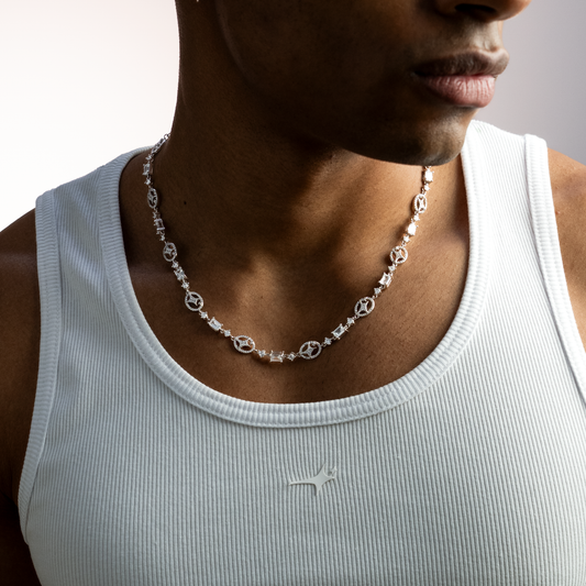 Silver Signature Iced Chain