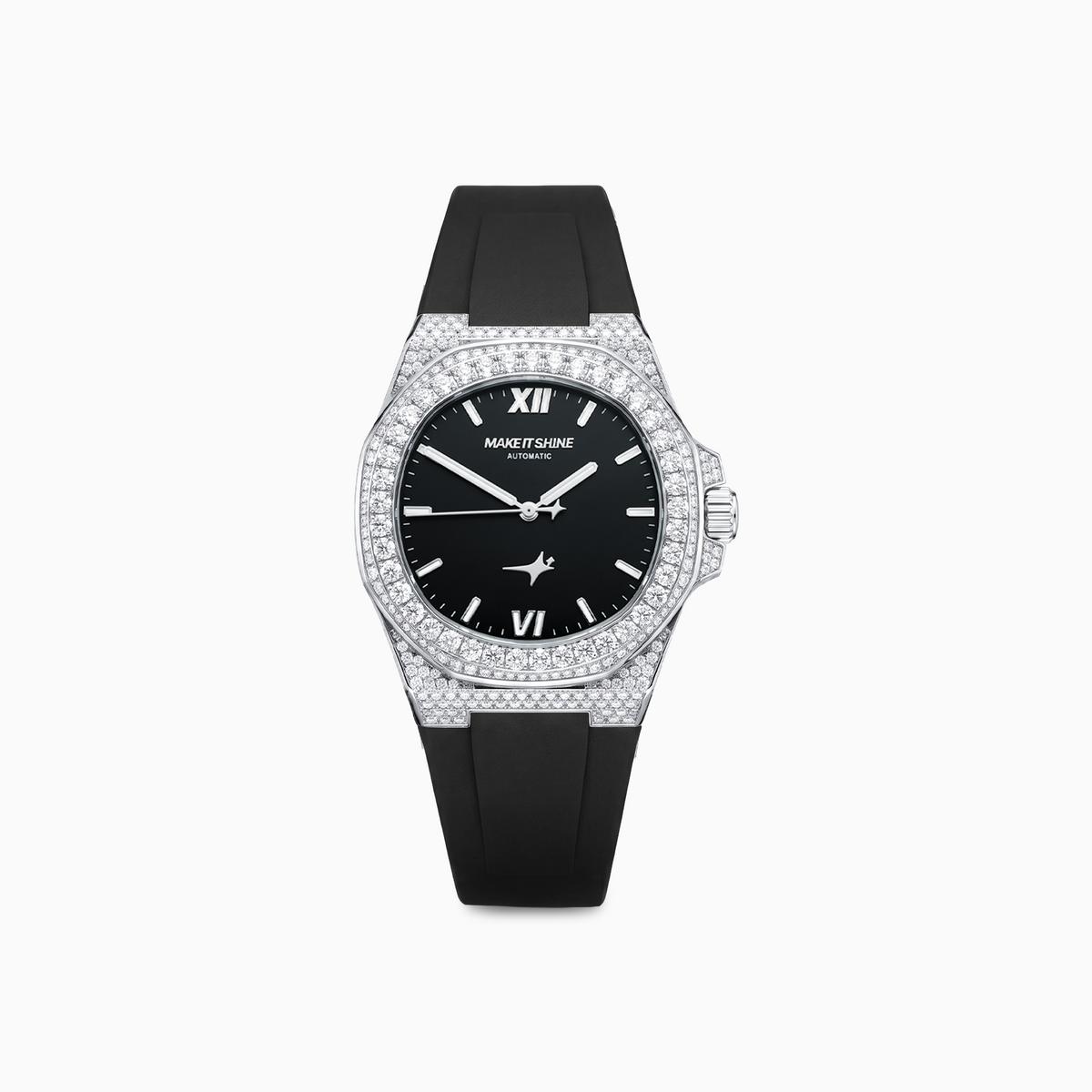 Iced ASON1 - Black Dial & Rubber Strap - VVS Moissanite