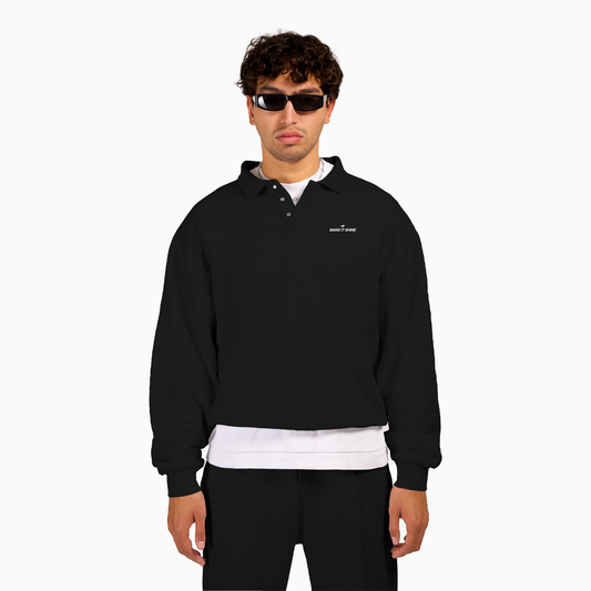 Signature Polo Sweater - Black