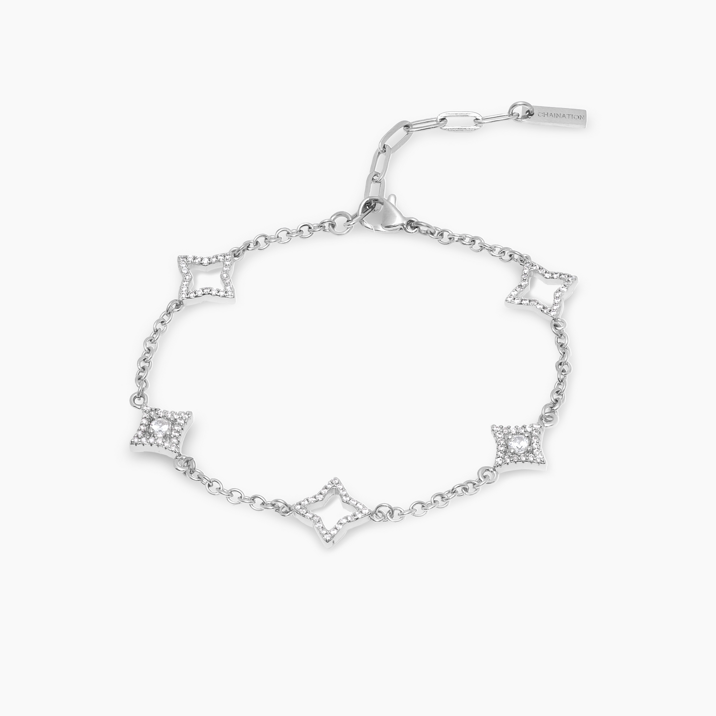 Mixed Star & Flower Bracelet Silver