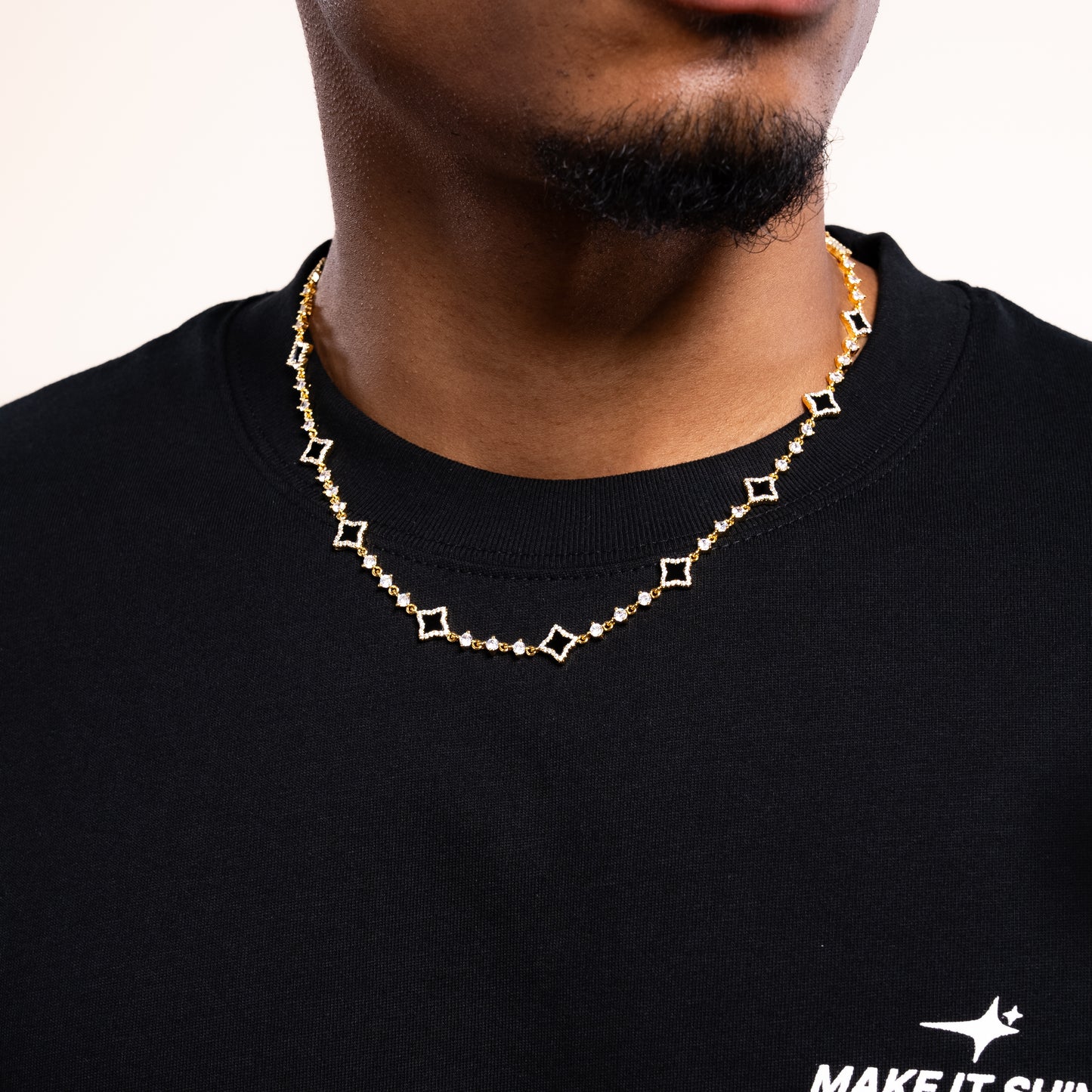 Gold Flower Tennis Chain - Black