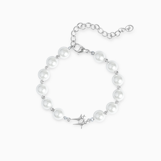 Pearl Double Stars Silver Bracelet
