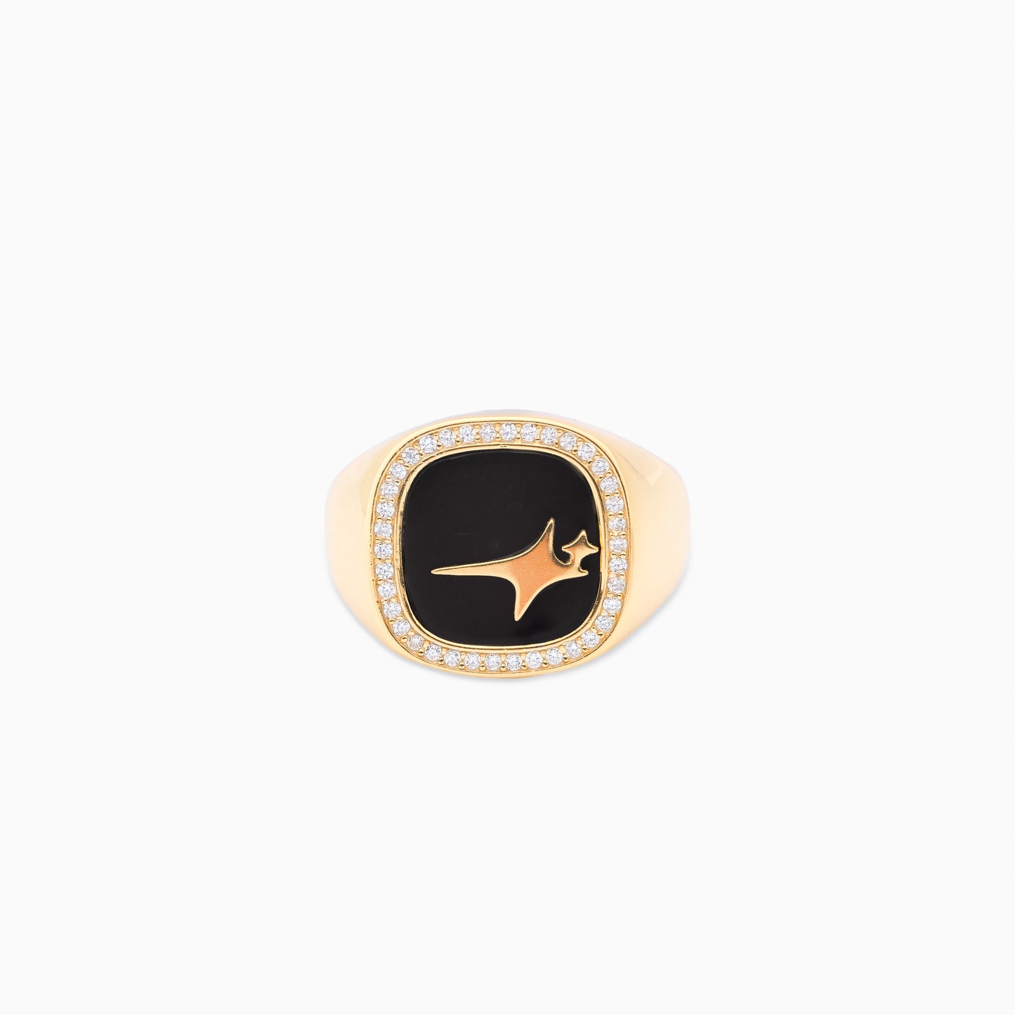 Iced Raw ring Dorée - Motif Noir