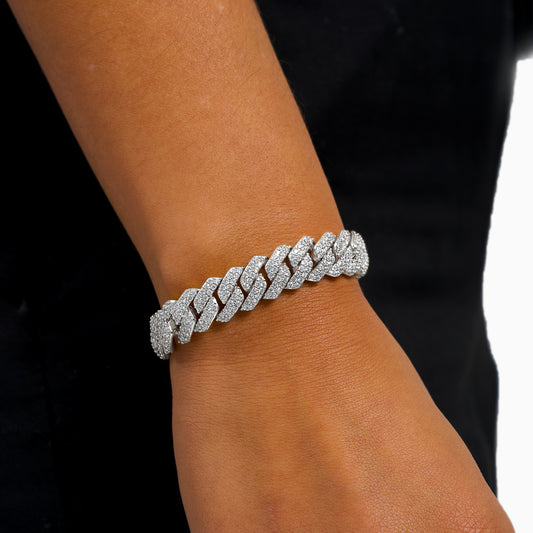 Prong link bracelet 12 mm silver