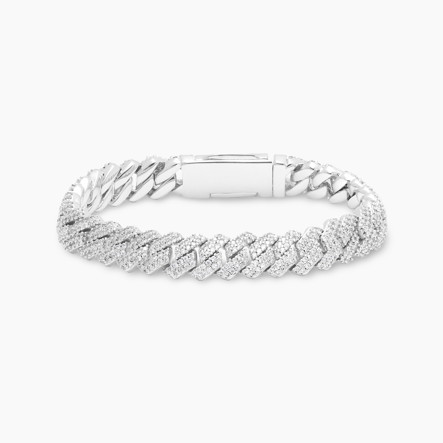 Prong link bracelet 8 mm silver