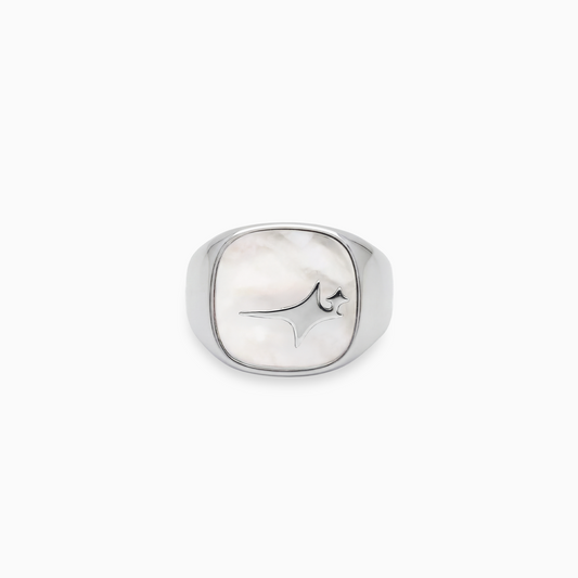 Raw Ring Silver - White Pattern