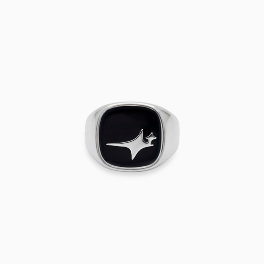 Raw Ring Silver - Black Pattern