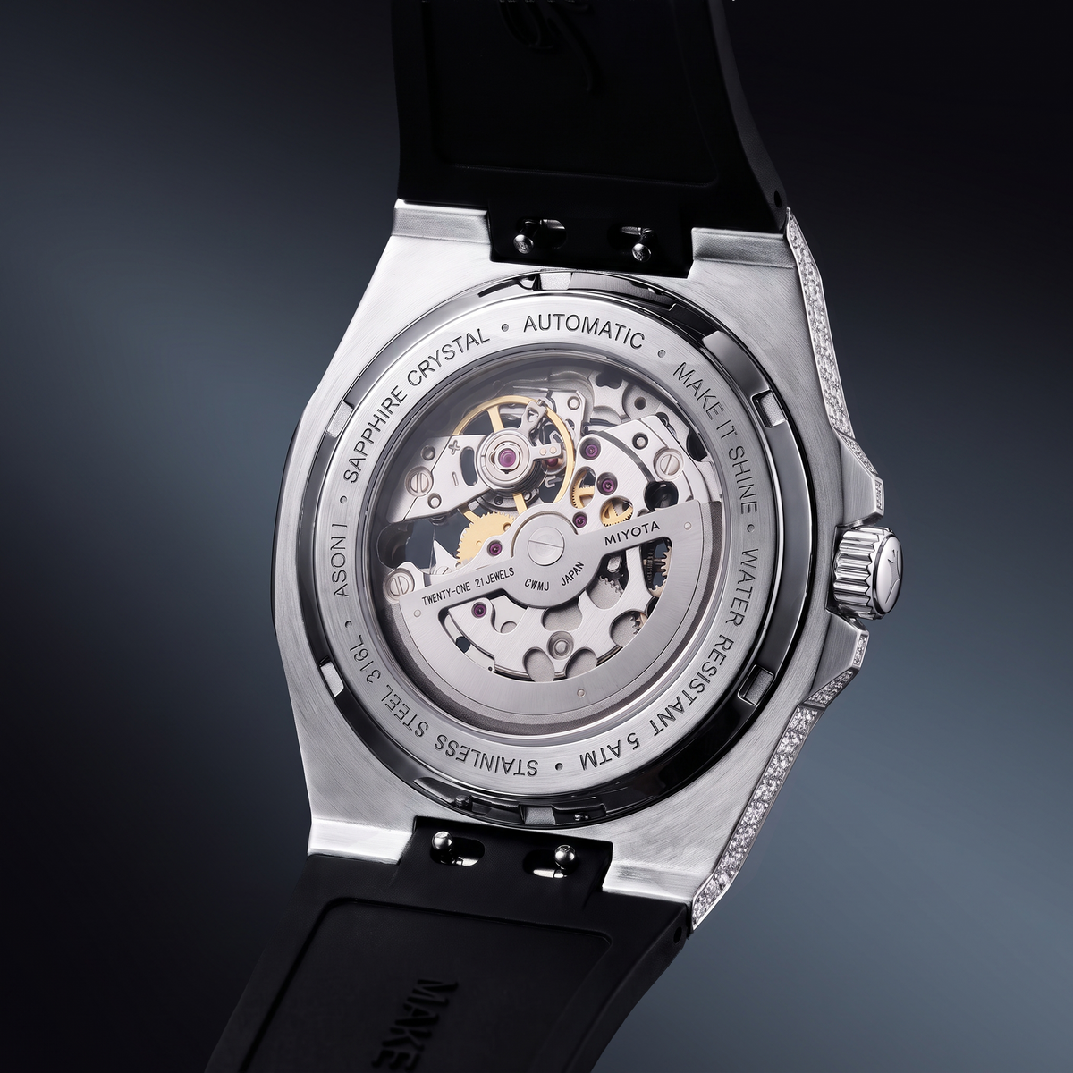 Iced ASON1 - Cadran Skeleton & Bracelet Rubber - Moissanite VVS