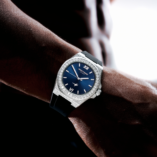 Iced ASON1 - Cadran Bleu & Bracelet Rubber - Moissanite VVS