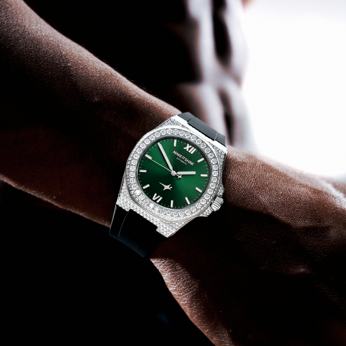Iced ASON1 - Cadran Vert & Bracelet Rubber - Moissanite VVS