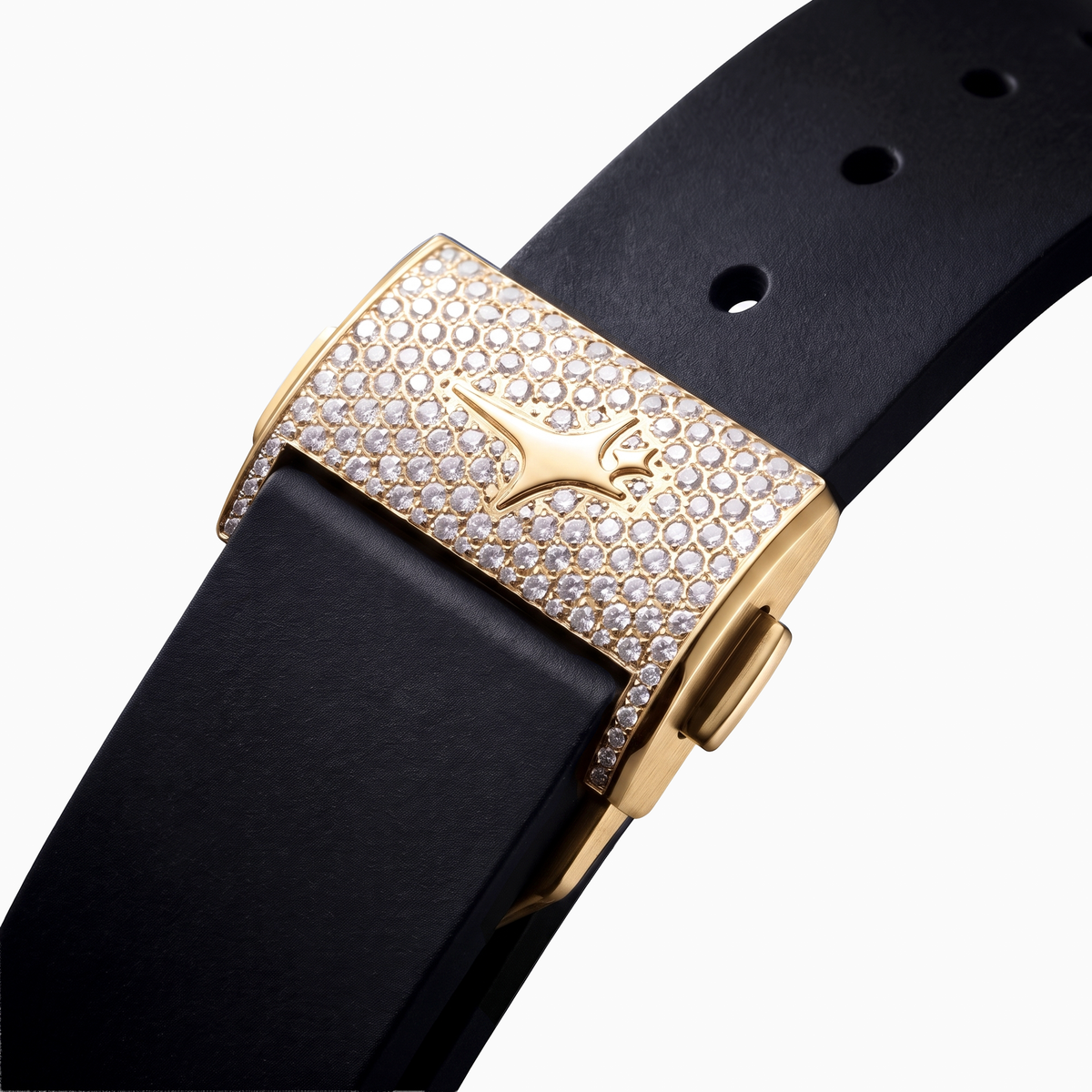 Iced ASON1 Gold - White Dial & Rubber Strap - VVS Moissanite