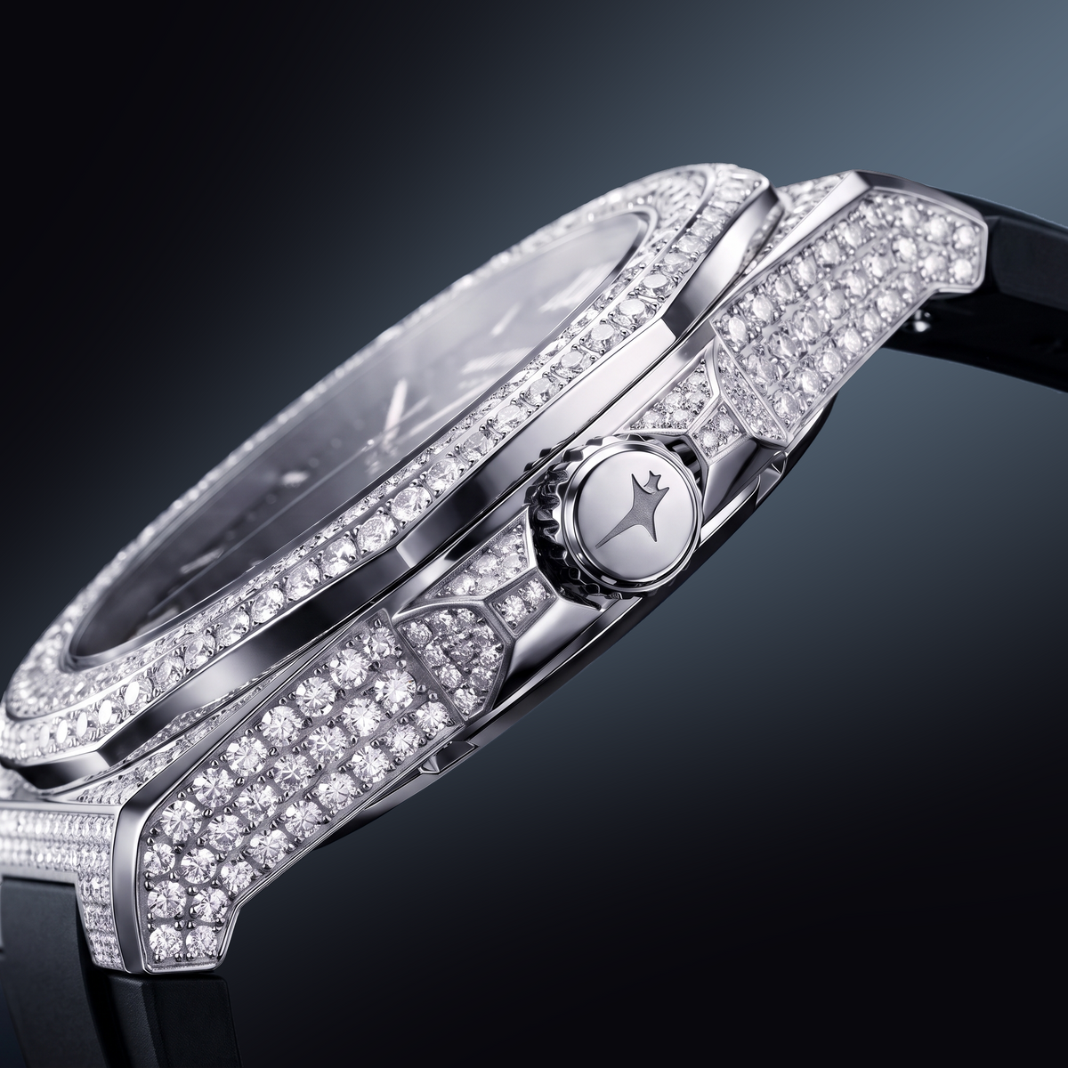 Iced ASON1 - Cadran Skeleton & Bracelet Rubber - Moissanite VVS