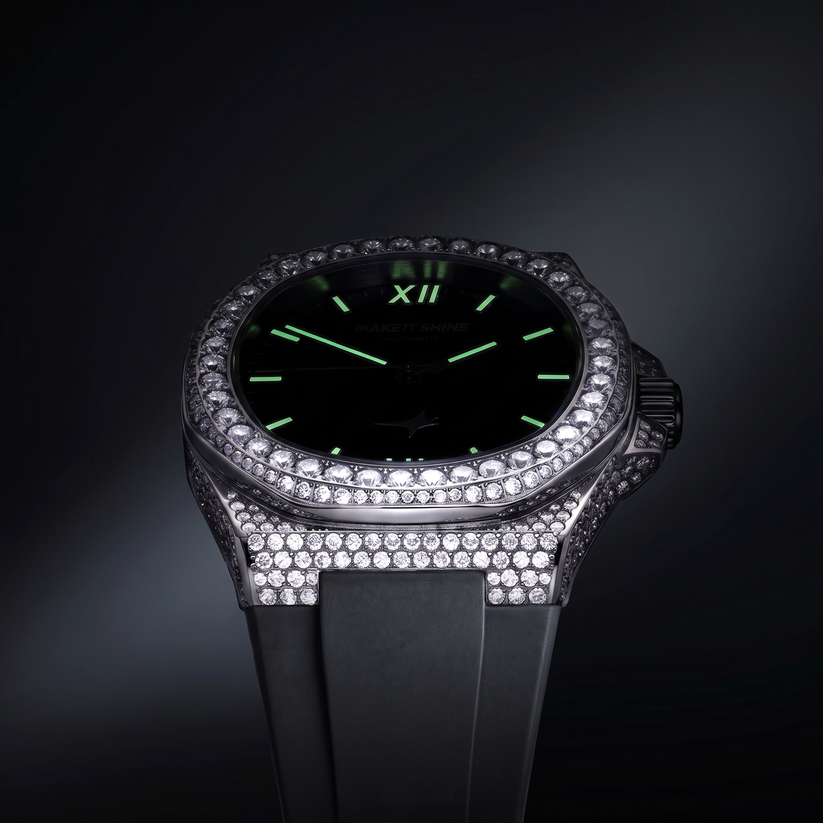 Iced ASON1 - Cadran Skeleton & Bracelet Rubber - Moissanite VVS
