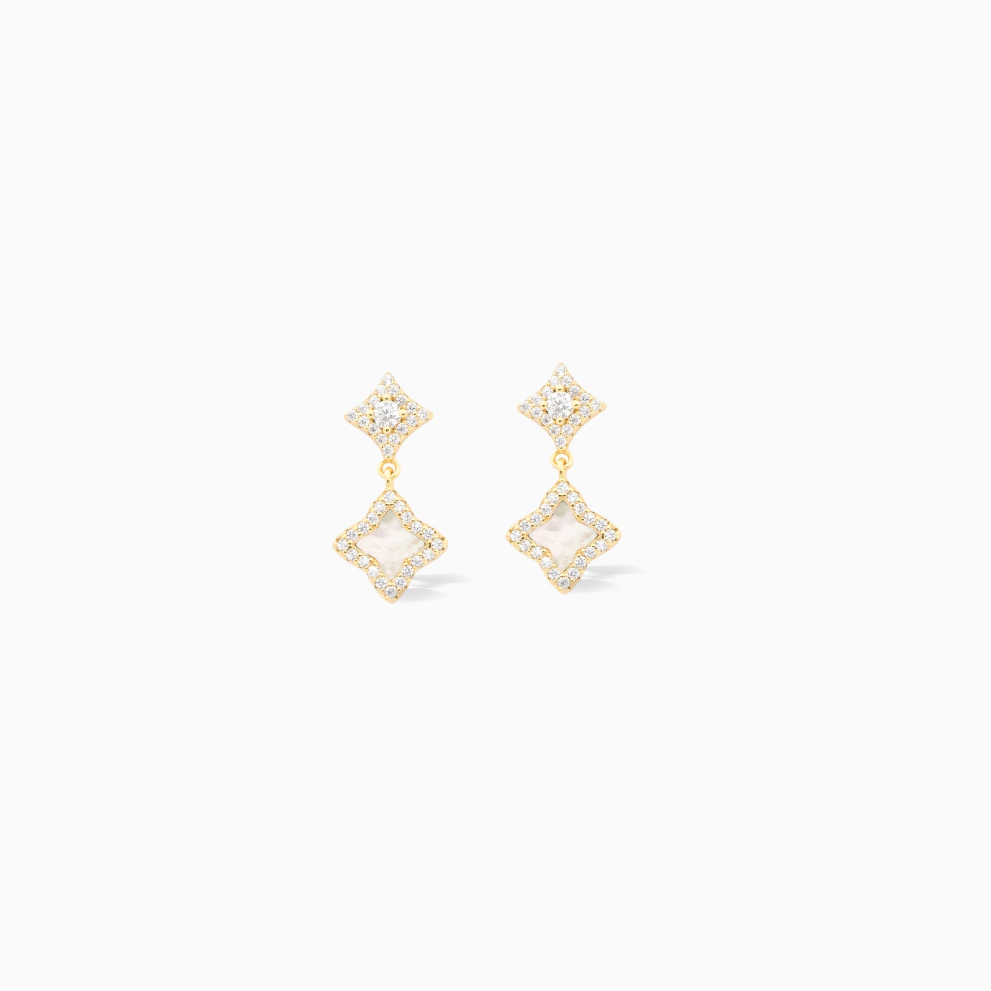 Stars & Flowers gold earrings - White 