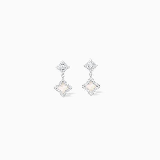 Stars & Flowers earrings argentées - Motif blanc