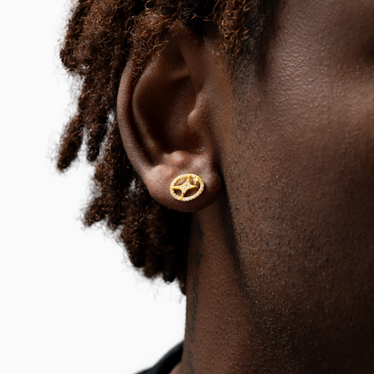 Iced Round signature golden earrings