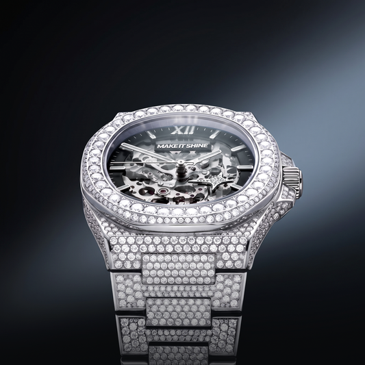 Iced ASON1 - Cadran Skeleton & Bracelet Acier inoxydable 316L - Moissanite VVS