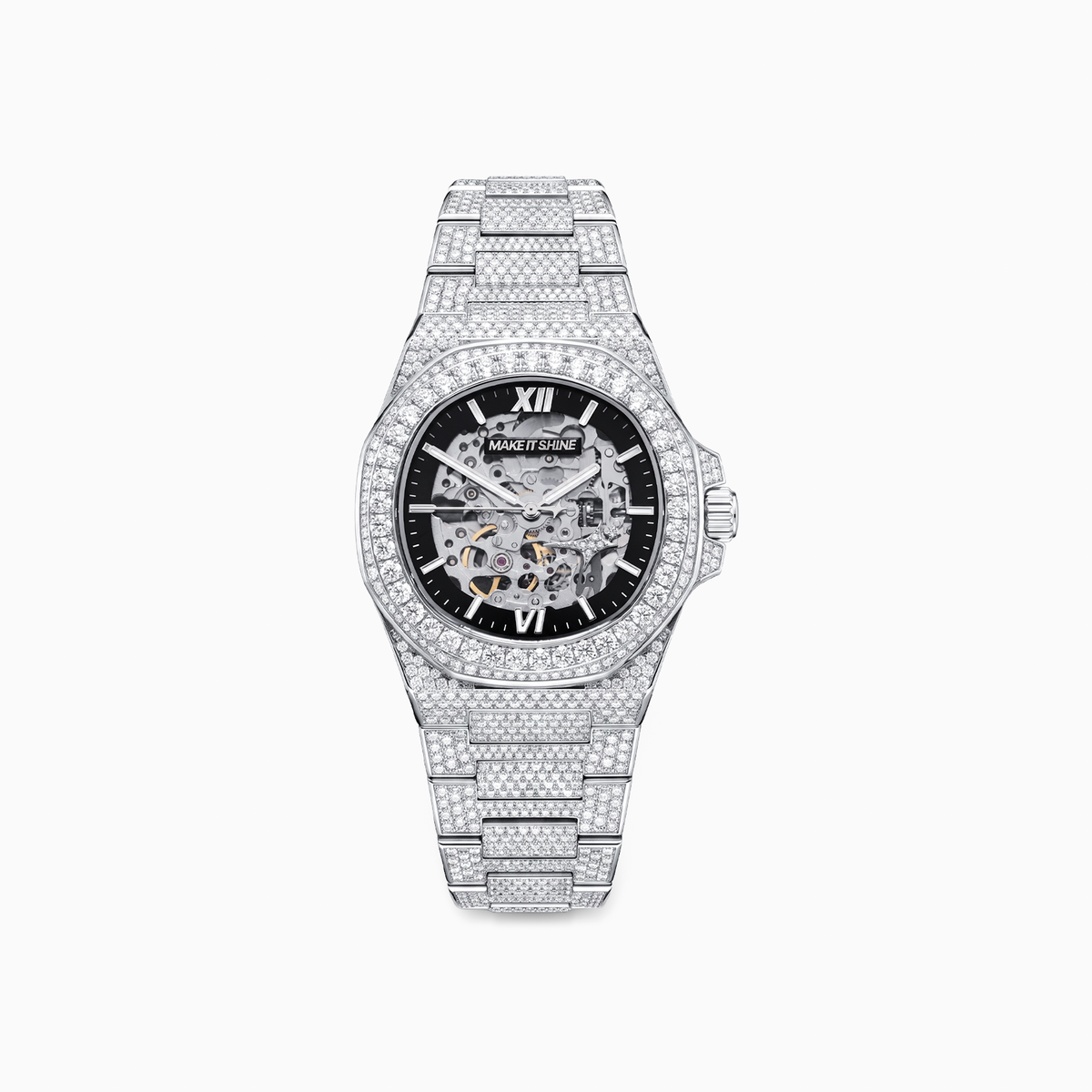 Iced ASON1 - Cadran Skeleton & Bracelet Acier inoxydable 316L - Moissanite VVS