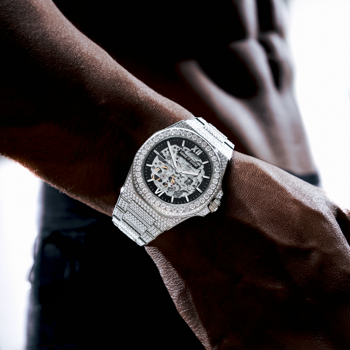 Iced ASON1 - Cadran Skeleton & Bracelet Acier inoxydable 316L - Moissanite VVS