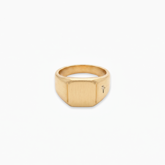 Square golden ring signet