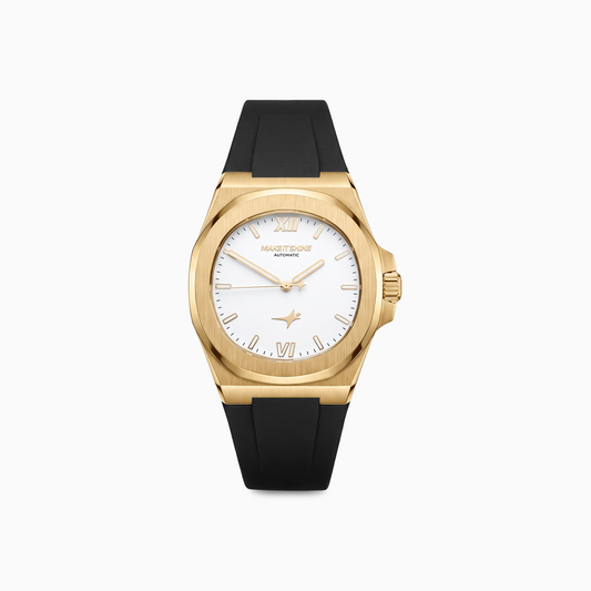 ASON1 Gold - White Dial & Rubber Strap
