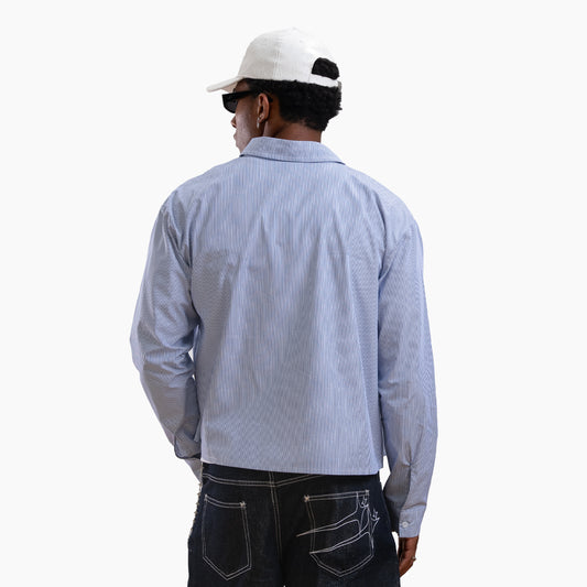 Striped Long-Sleeve Shirt - Blue & White