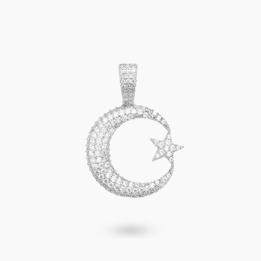 Silver starry crescent moon